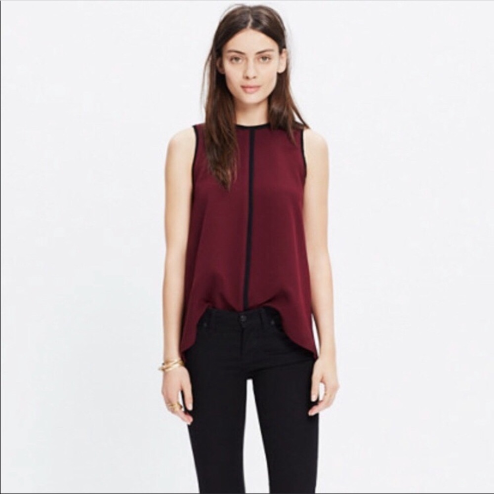 Madewell Crepe Canal Sleeveless Blouse - size L, burgundy